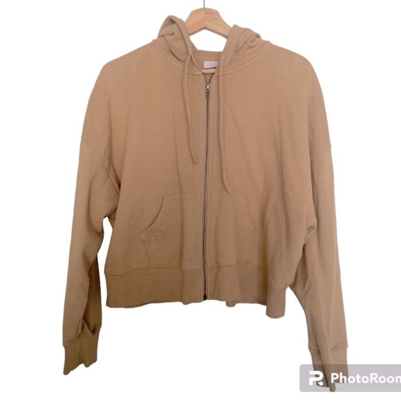 ABOUND ZIP FRONT CROPPED NUDE COLORED HOODIE SIZE XL - Picture 1 of 4